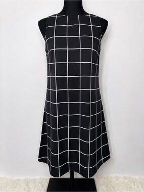 Black Windowpane Shift Dress